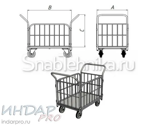 Тележка платформенная с трубчатыми бортами ТБ 4 (600х1200) К-125 (300кг) Тележка платформенная с трубчатыми бортами ТБ 4 (600х1200) К-125 (300кг)